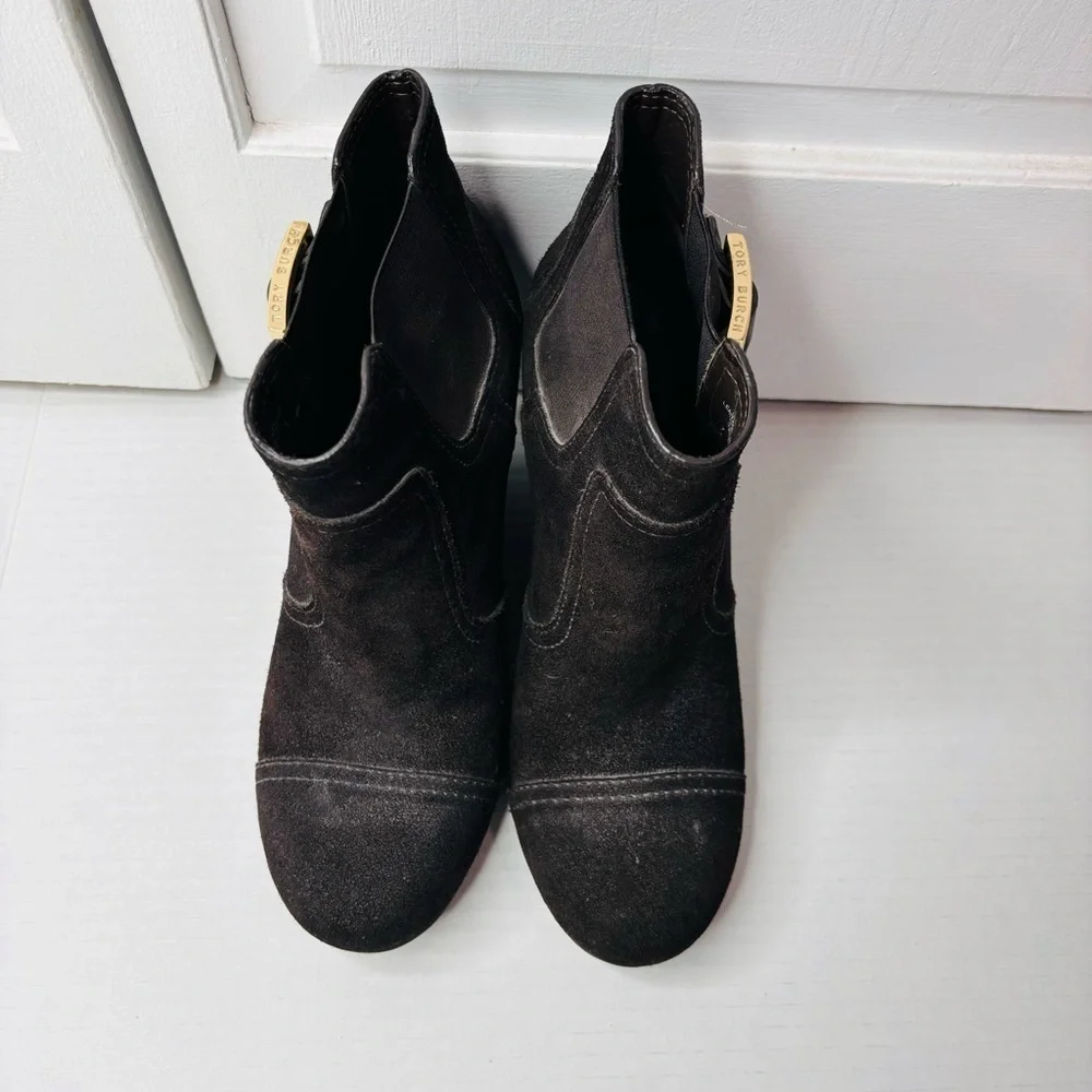TORY BURCH Adrienne Brown Suede Ankle Booties Size 8